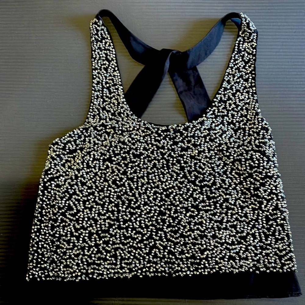 Gestuz cotton silk embellished top s m clubwear crop top